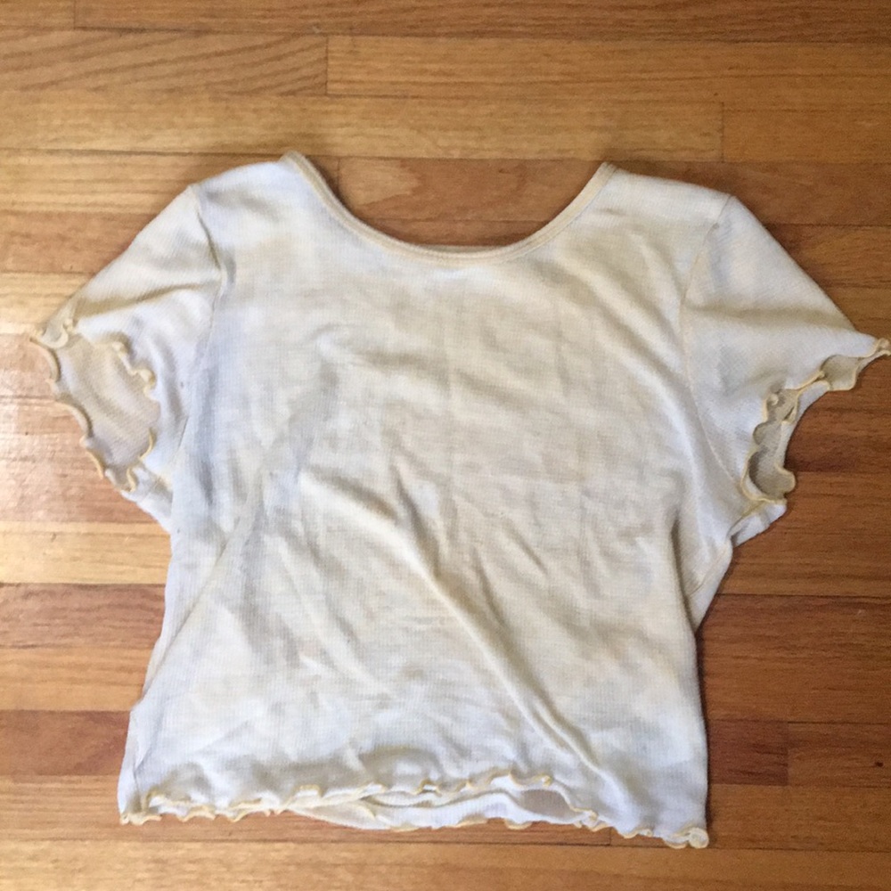 Yellow American eagle crop T-shirt